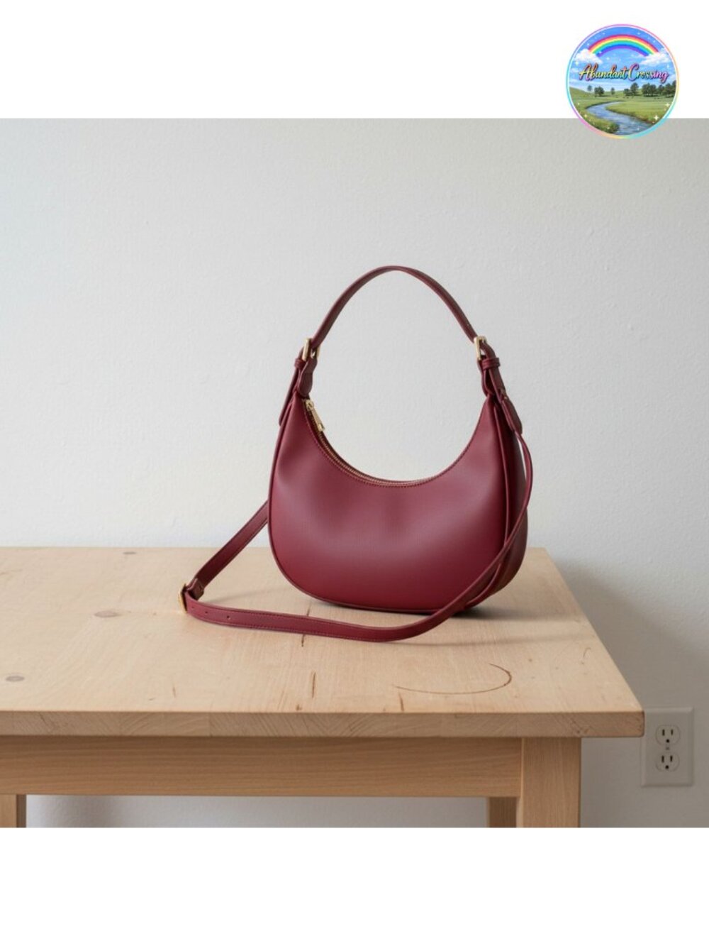 Faux Leather Crescent Shoulder Bag Underarm Purse Adjustable Strap